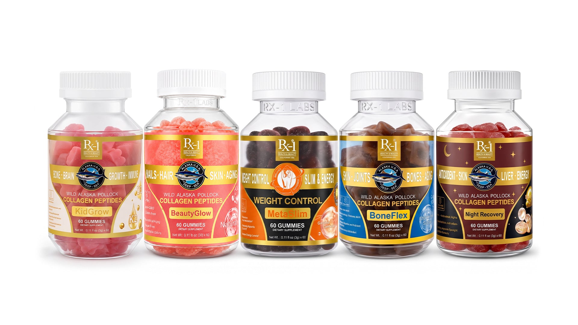 Rx-1 collagen gummies product lineup